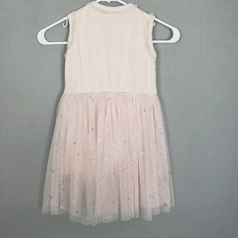 Unicorn Tutu Dress Pastel Pink Sparkle Star Balletcore Girls Size 5-6 Years